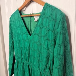 J. Crew Emerald Eyelet Dress